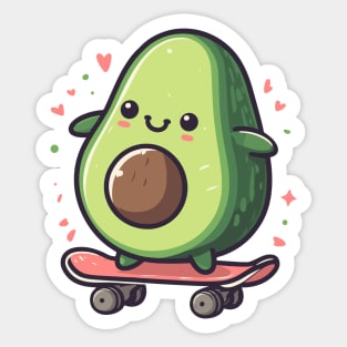 Cool funny avocado skateboarding Sticker